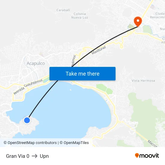 Gran Via 0 to Upn map