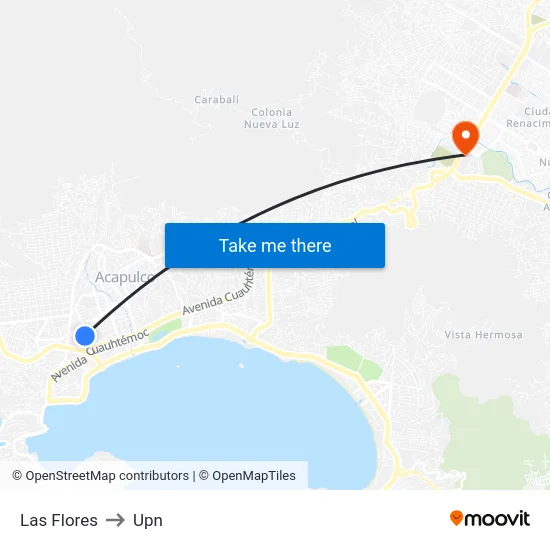 Las Flores to Upn map