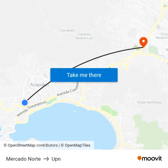 Mercado Norte to Upn map
