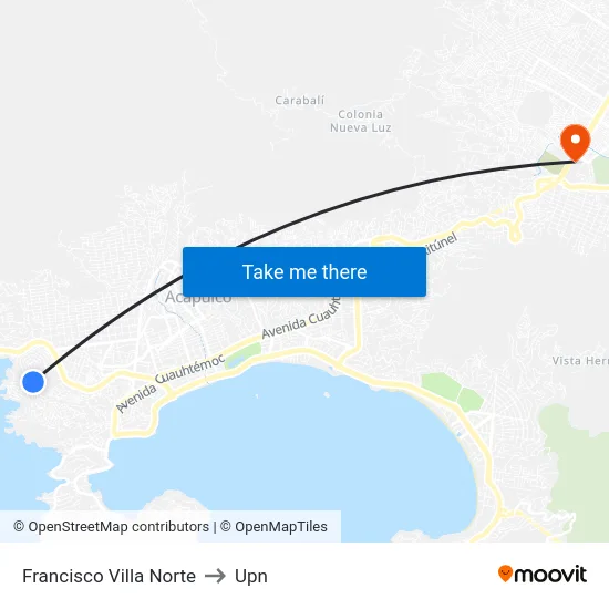 Francisco Villa Norte to Upn map