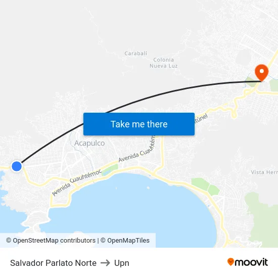 Salvador Parlato Norte to Upn map