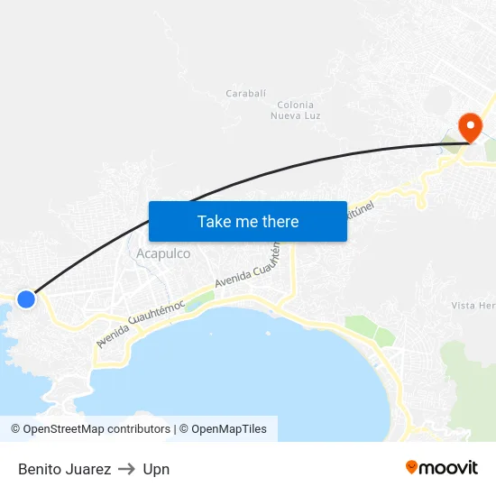 Benito Juarez to Upn map