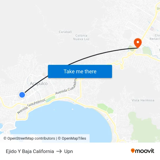 Ejido Y Baja California to Upn map