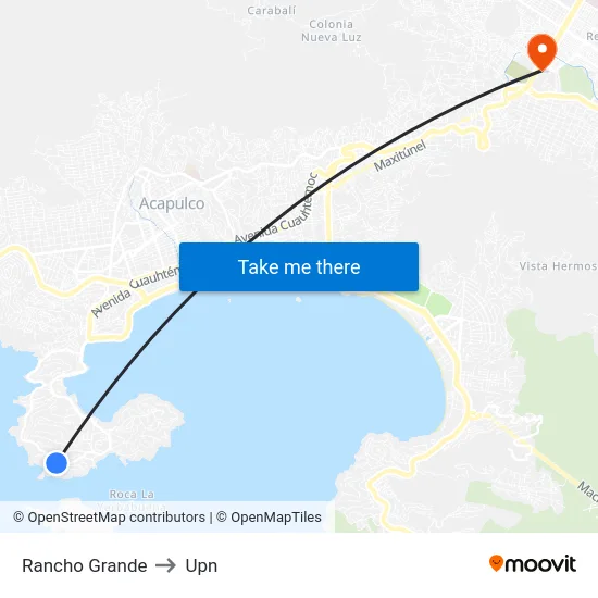 Rancho Grande to Upn map