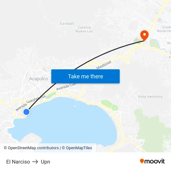 El Narciso to Upn map