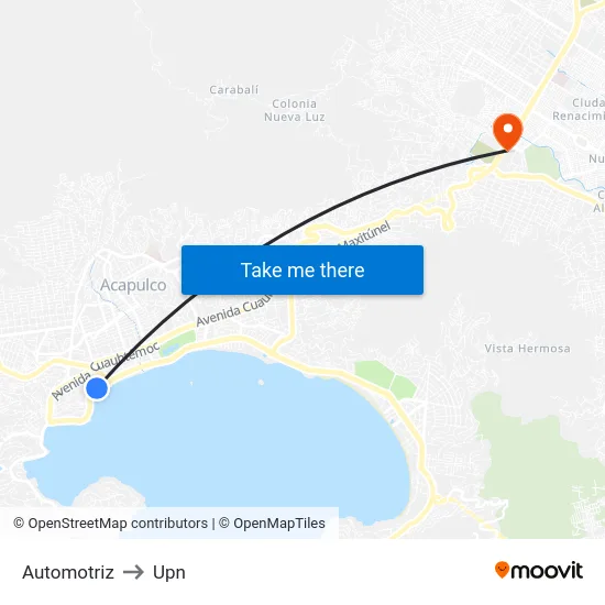 Automotriz to Upn map