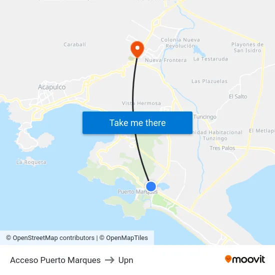 Acceso Puerto Marques to Upn map