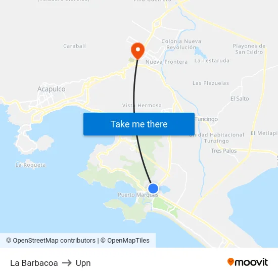 La Barbacoa to Upn map