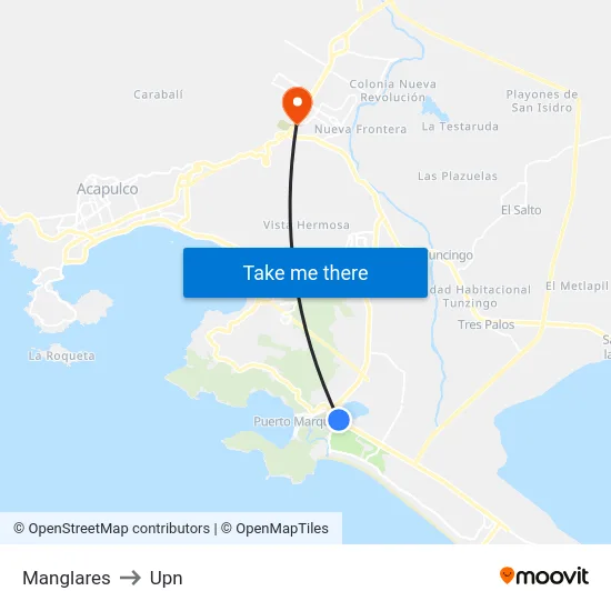 Manglares to Upn map