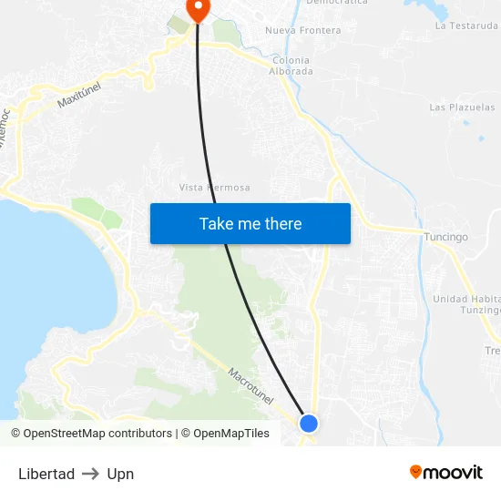 Libertad to Upn map