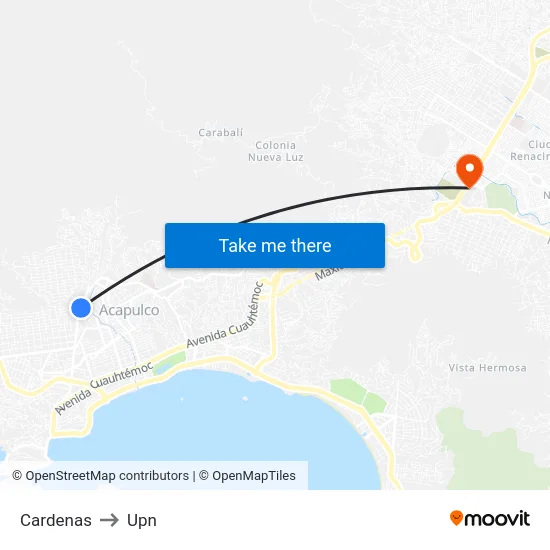 Cardenas to Upn map