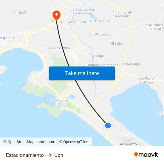 Estacionamiento to Upn map