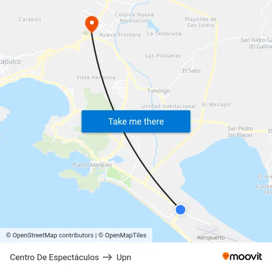 Centro De Espectáculos to Upn map