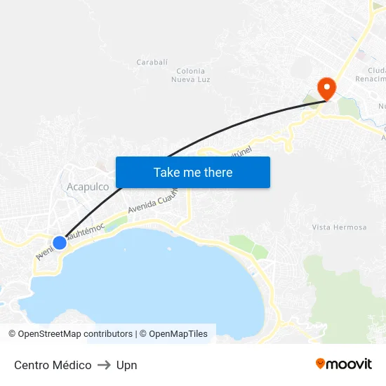 Centro Médico to Upn map