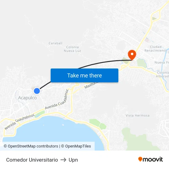 Comedor Universitario to Upn map