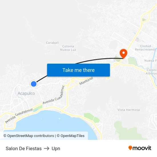 Salon De Fiestas to Upn map