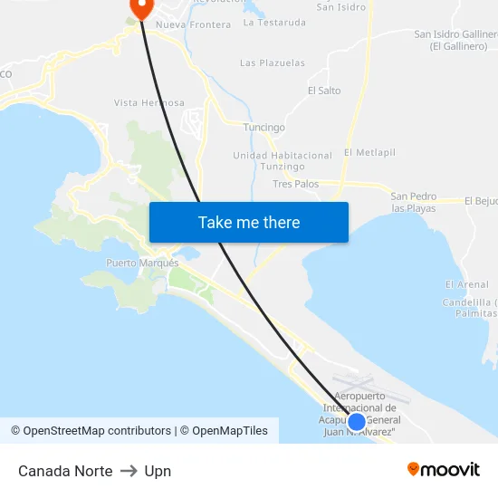 Canada Norte to Upn map