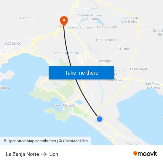 La Zanja Norte to Upn map