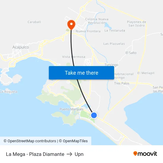La Mega - Plaza Diamante to Upn map
