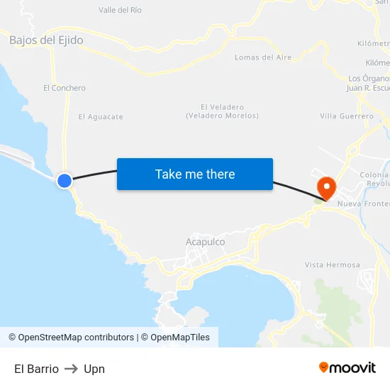 El Barrio to Upn map