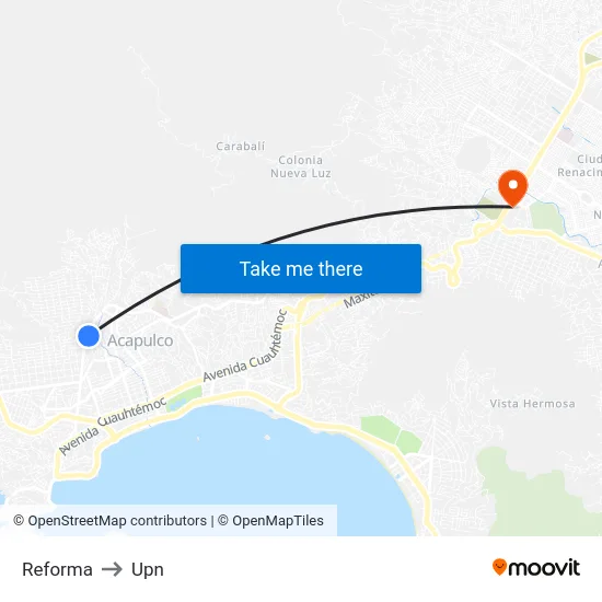 Reforma to Upn map