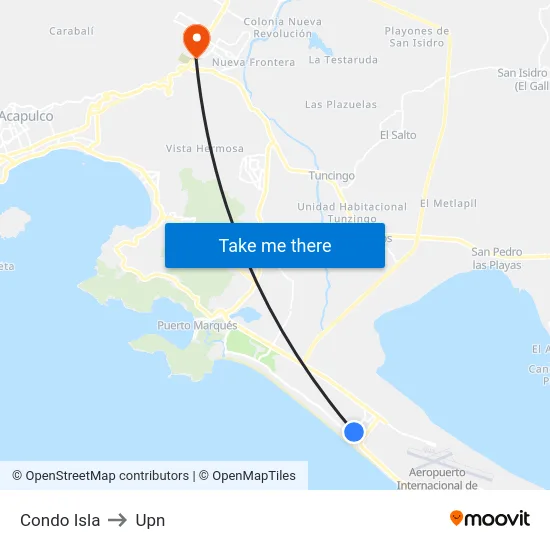 Condo Isla to Upn map
