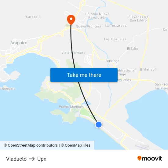 Viaducto to Upn map