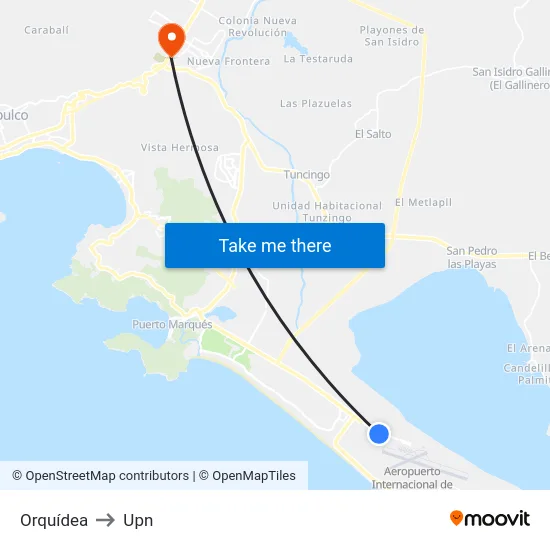 Orquídea to Upn map