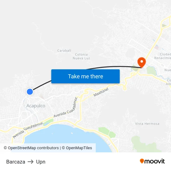 Barcaza to Upn map