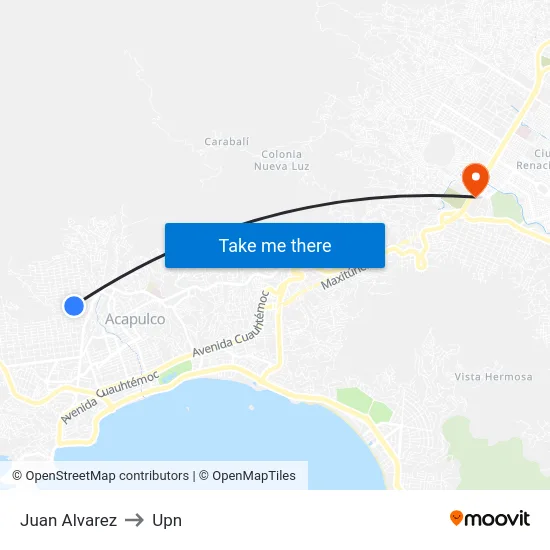 Juan Alvarez to Upn map