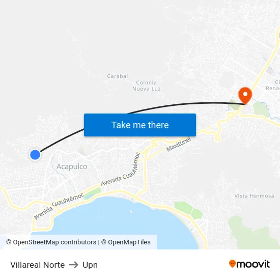 Villareal Norte to Upn map