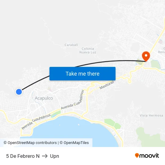 5 De Febrero N to Upn map