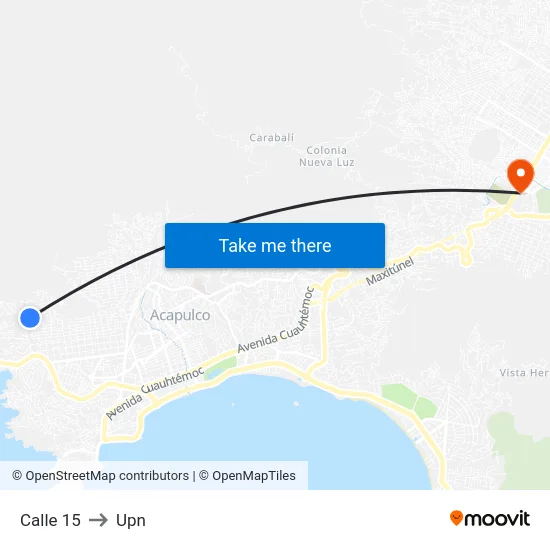 Calle 15 to Upn map