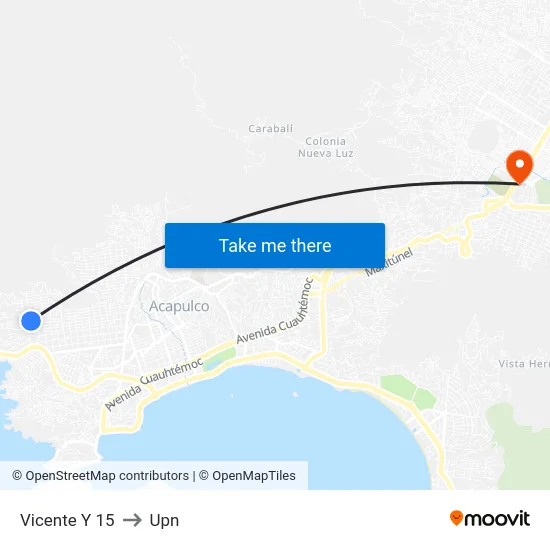 Vicente Y 15 to Upn map