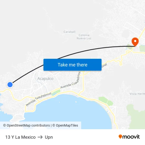 13 Y  La Mexico to Upn map