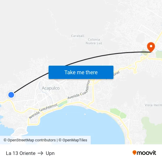 La 13 Oriente to Upn map