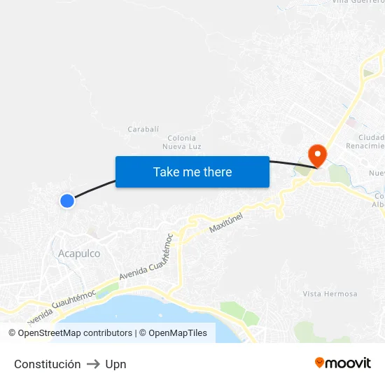 Constitución to Upn map