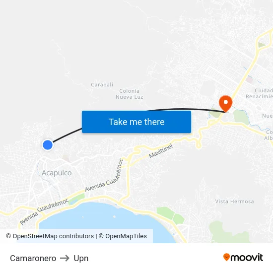 Camaronero to Upn map
