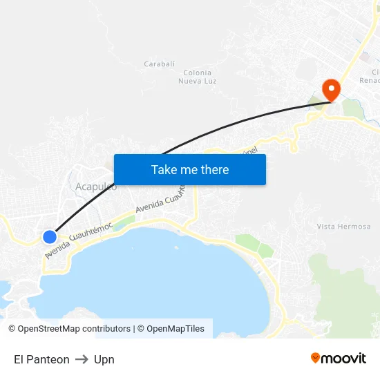 El Panteon to Upn map