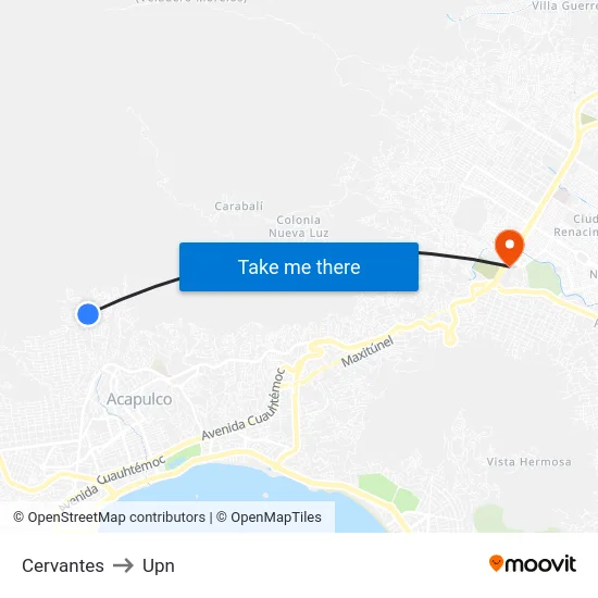 Cervantes to Upn map