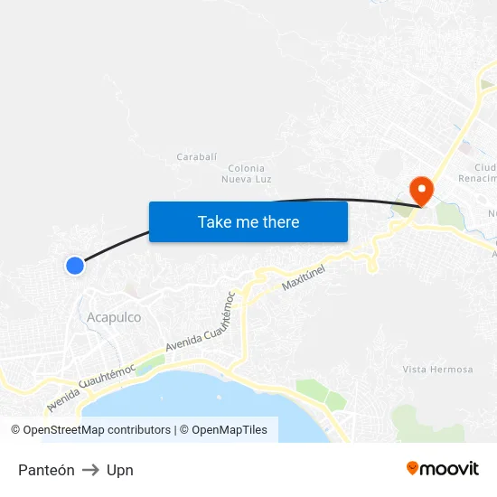 Panteón to Upn map