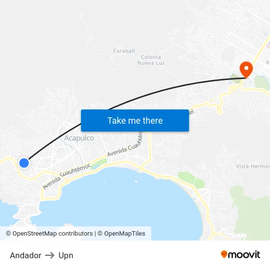 Andador to Upn map