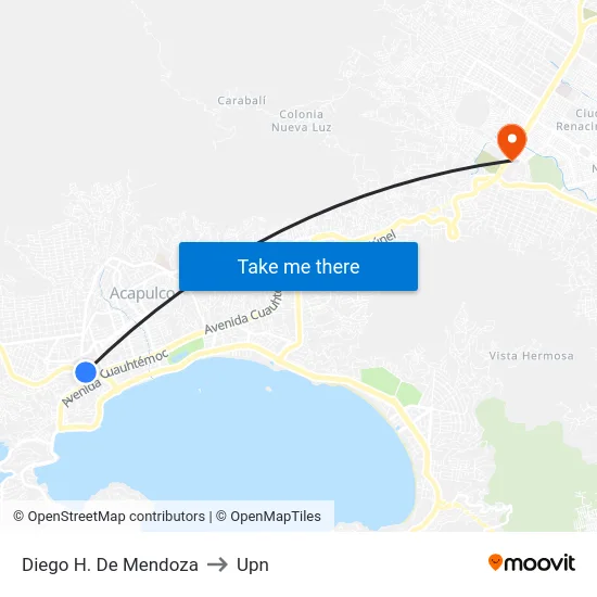 Diego H. De Mendoza to Upn map