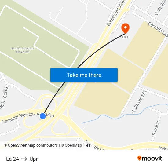 La 24 to Upn map