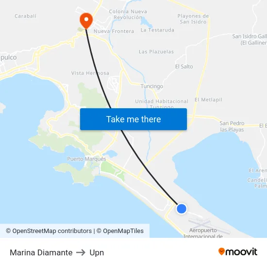 Marina Diamante to Upn map