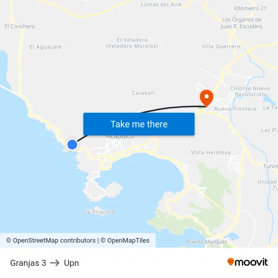 Granjas 3 to Upn map