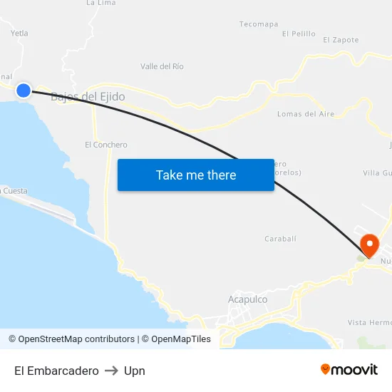 El Embarcadero to Upn map