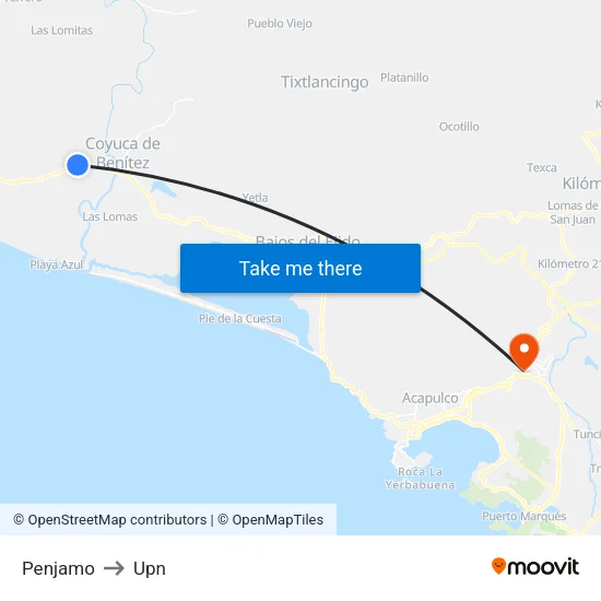 Penjamo to Upn map