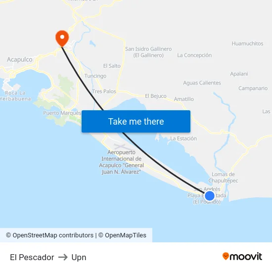 El Pescador to Upn map