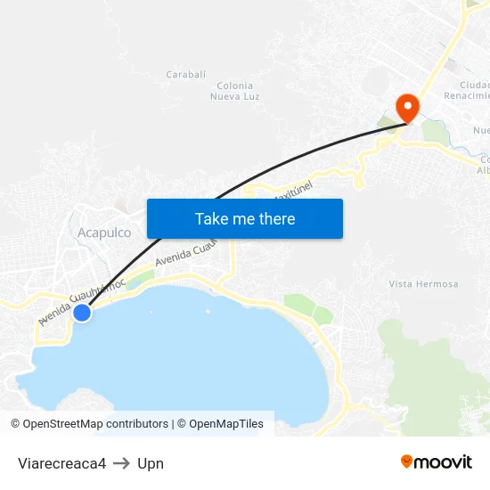 Viarecreaca4 to Upn map